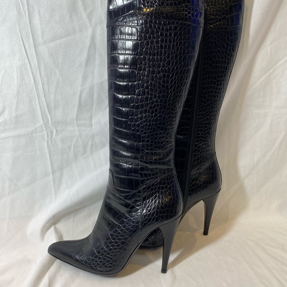 Prada Black Crocodile Knee-High Boots - Picture 2 of 7